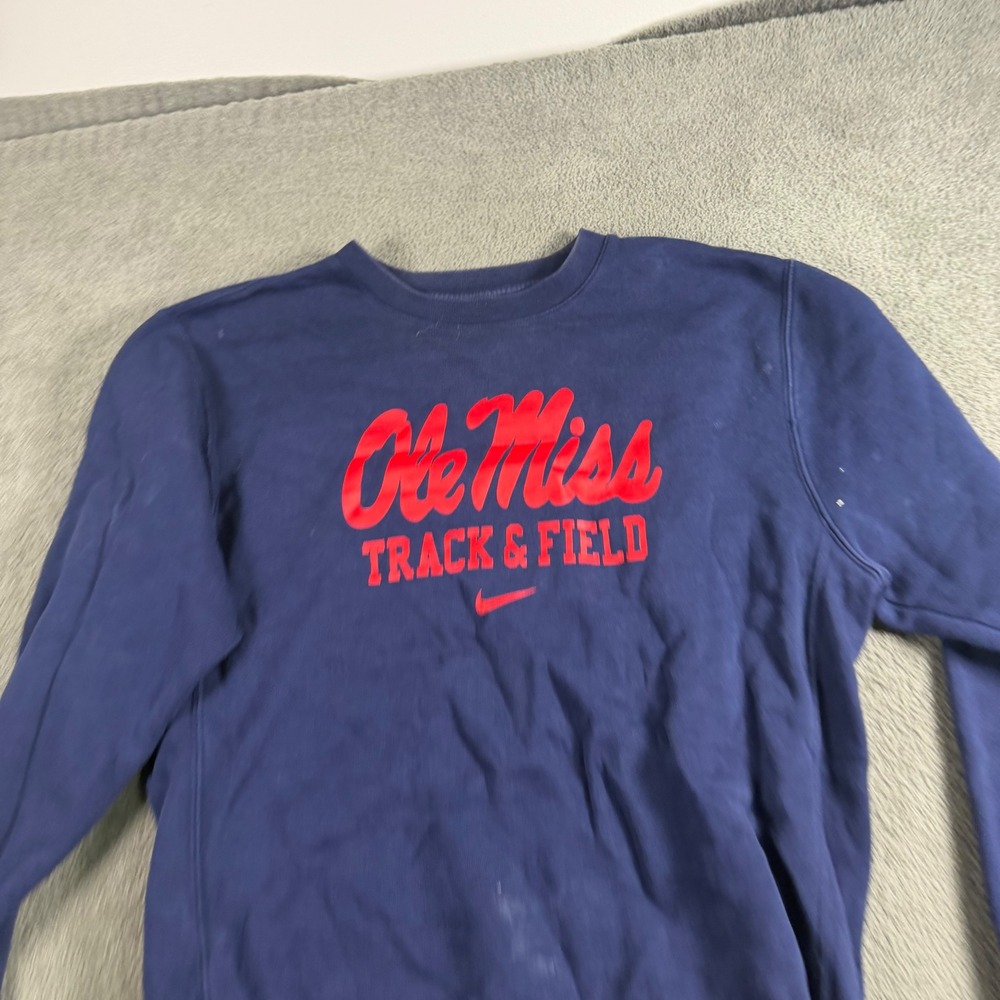 Nike Ole Miss Track & Field Navy Blue Crewneck Sweatshirt Mens Small